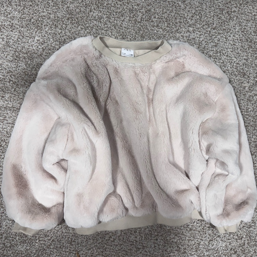 Zara Cream Faux Fur Sweater